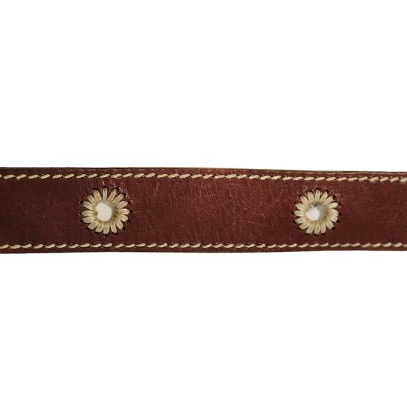 Eddie Bauer Brown Leather Belt with Contrast Stitching & Jute Detail Unisex sz L - Picture 5 of 9